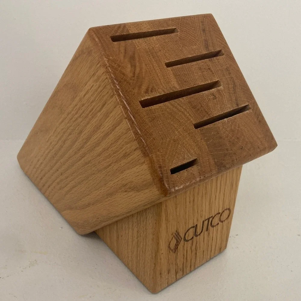 VTG Cutco‎ 5 Slot Honey Oak Knife Block Homemaker Knife Block USA Made Cookware